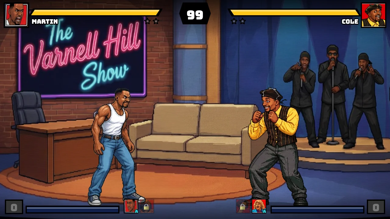 Martin:No Filter Fighters arcade match with Martin facing an opponent on The Varnell Hill Show stage